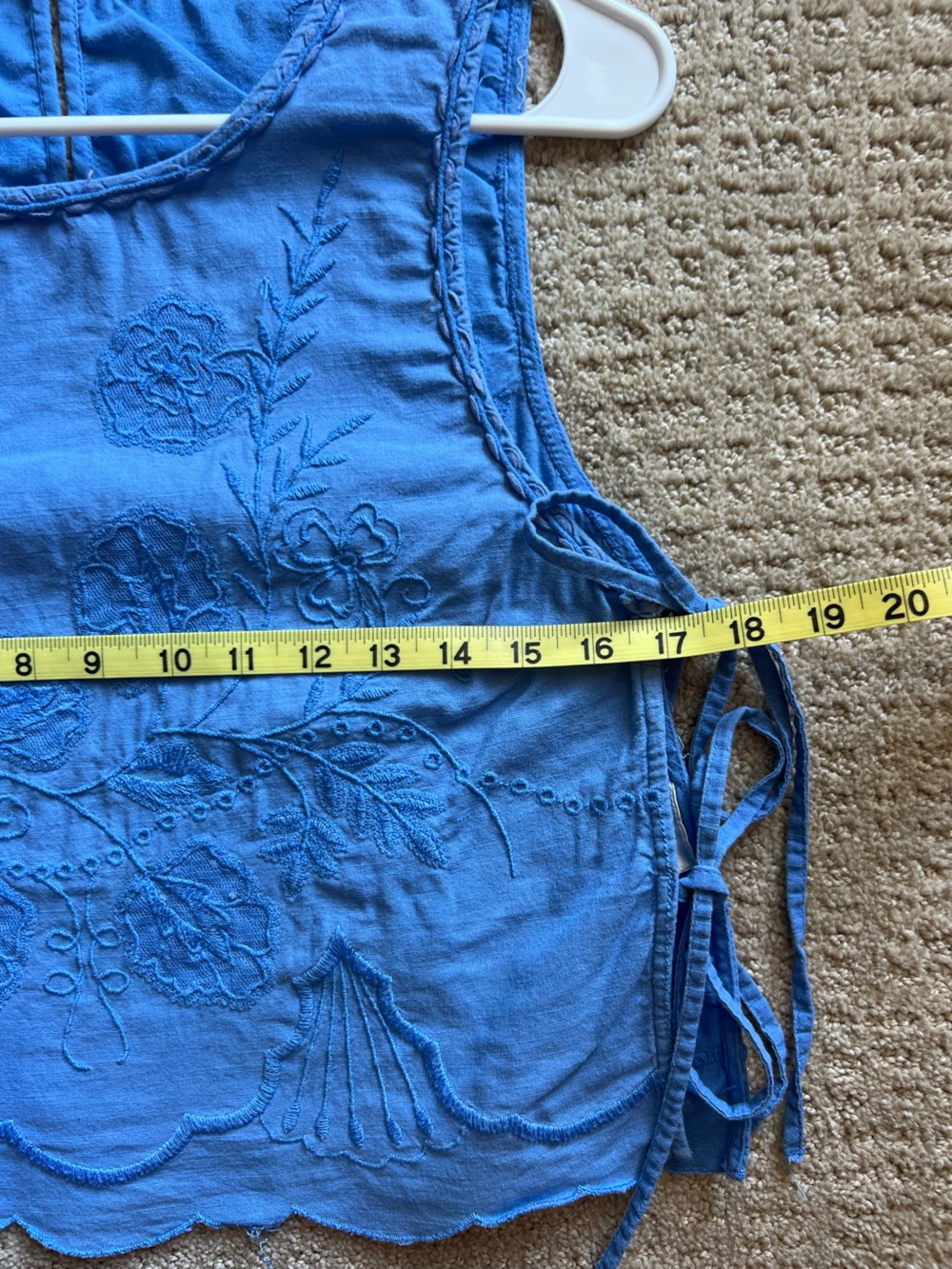 Free People Blue Embroidered Tie-Side Camisole - Picture 5 of 8